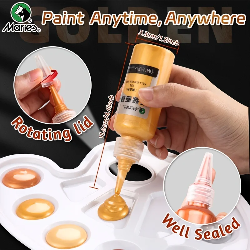 1 قطعة أصباغ أكريليك معدنية ذهبية شاحبة من ماري، طلاء لامع غني، 50 مل/1.69 أونصة، رائعة للرسم، خشب، زجاج للفنانين والطلاب #5