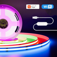 USB Tuya WiFi COB RGB Warm White LED Strip 5V 1M 2M 3M 4M 5M Dimmable Flexible Cabinet Bed Room Game Light Fr Alexa Google Home