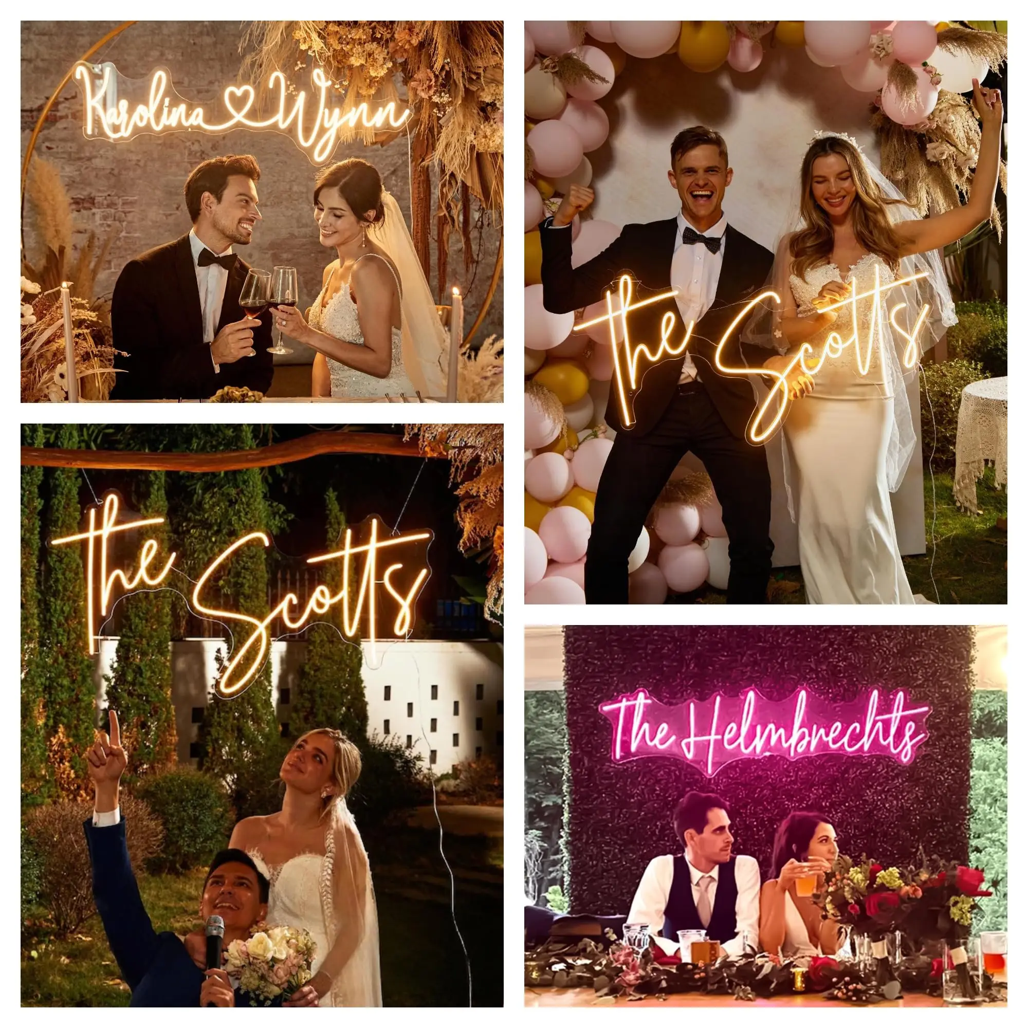 Insegna al neon personalizzata Insegna al neon personalizzata a LED Alimentata tramite USB Multi colore a caratteri per matrimoni, feste di compleanno, illuminazione per decorazioni murali per camera da letto