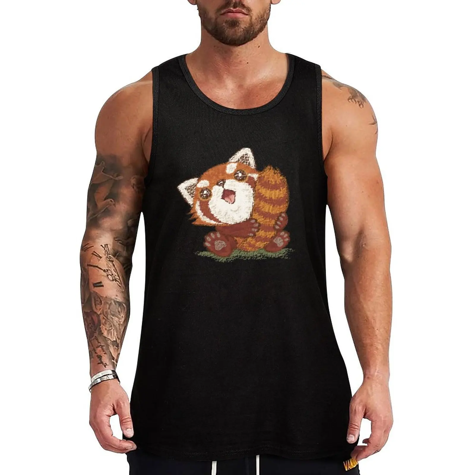 

Red panda which holds a tail Tank Top gym top t-shirt gym man Vests t-shirts man
