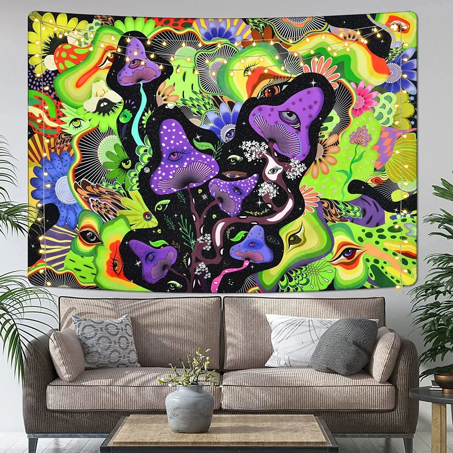 

Mushroom tapestry psychedelic eye tapestry psychedelic tapestry colorful flower tapestry wall hanging room (91.52 x 122.02 cm)