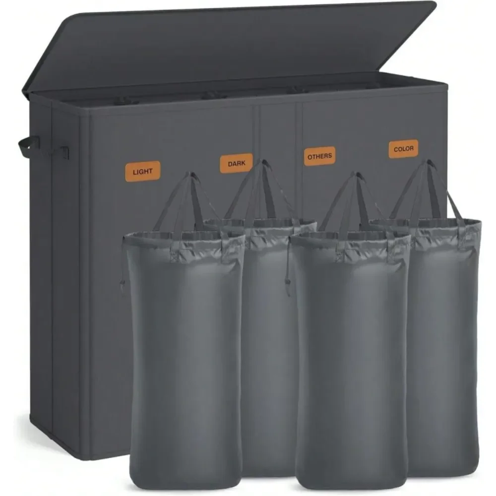 

Laundry Baskets Organization Storage Organization 55.4 Gallon 210 L Laundry Hamper, 4Compartment Laundry Basket Sorter With Lid,