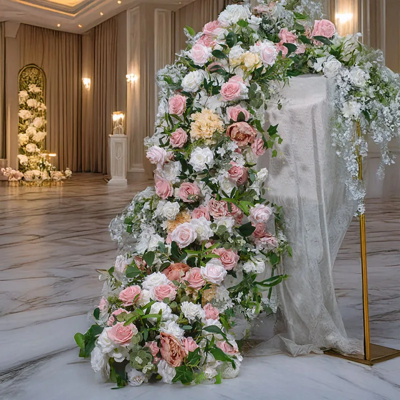 

Искусственная цветочная композиция из розовых шелковых роз длиной 2 м для свадебной арки, украшения стола и длинных столов для конференций