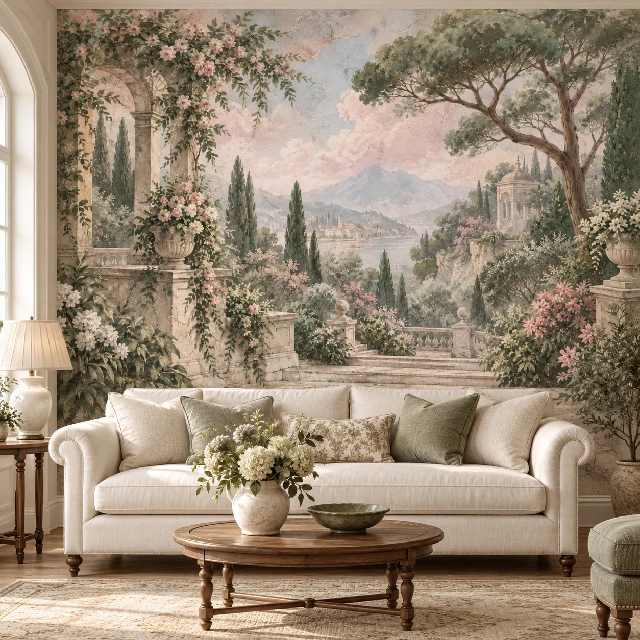 Italian Garden Wall Mural Vintage Mediterranean Landscape Wallpaper Floral Living Room Bedrooms Decor Non Self Adhesive Wall Art