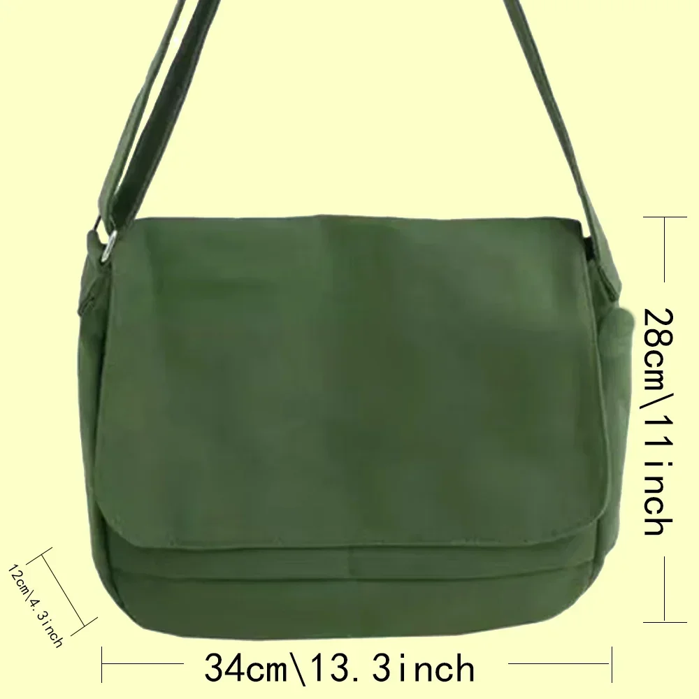 Bolso de hombro de lona para adolescentes y estudiantes, bolsa de mensajero verde, serie con patrón de letras de guirnalda, gran capacidad