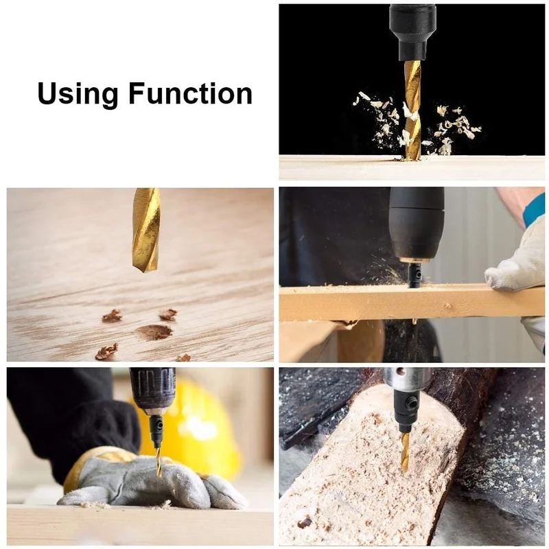 6pcs Countersink Drill Woodworking Drill Bit Set Drilling Pilot Holes For Screw Sizes #5 #6 #8 #10 #12 With a wrench