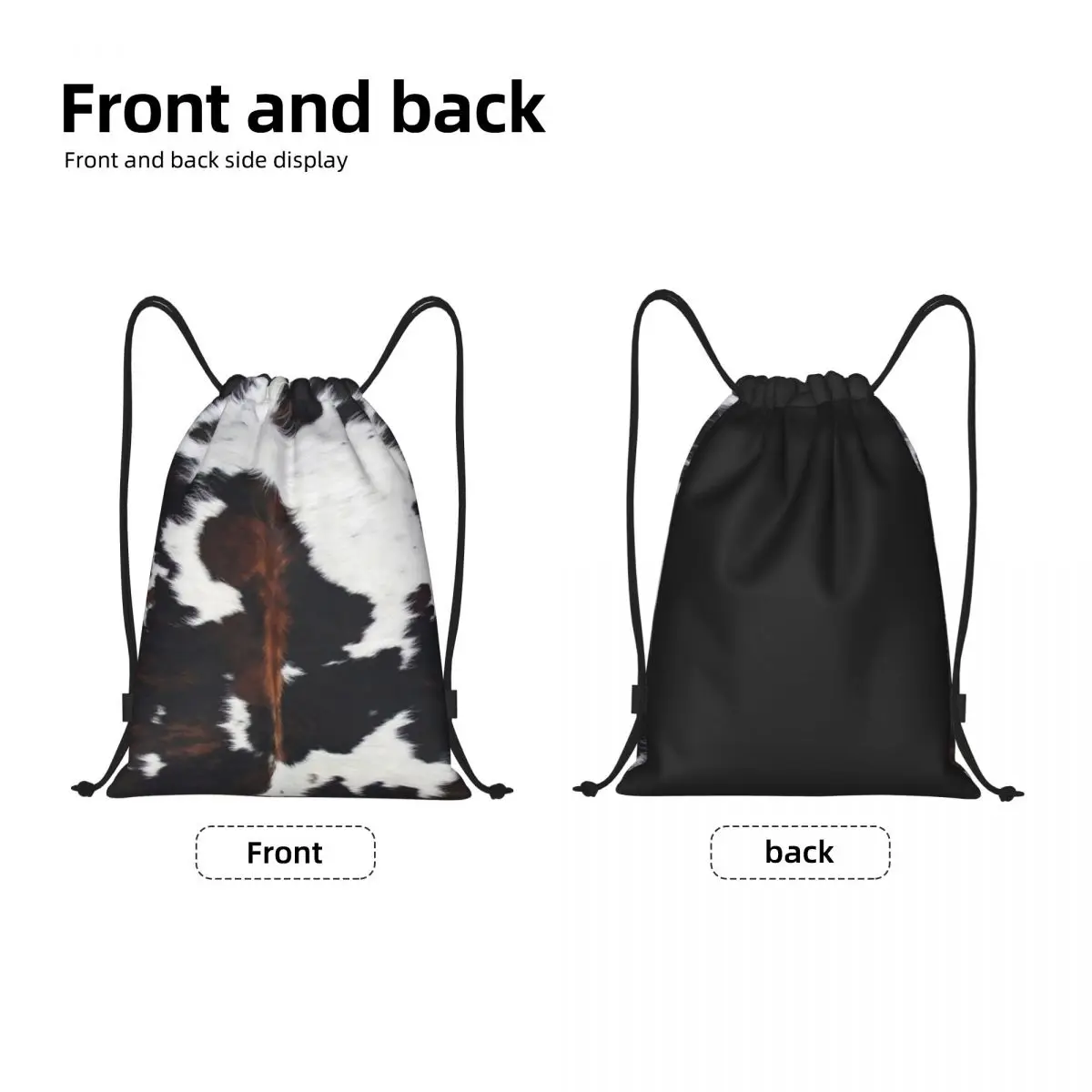 Simulated Cowhide Textured Drawstring Backpack Bags Men Women Lightweight Animal Hide Fur Gym Sports Sackpack Sacks for Yoga