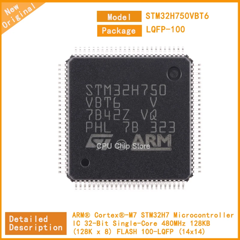 

5Pcs/Lot New Original STM32H750VBT6 STM32H750ZBT6 Microcontroller IC 32-Bit Single-Core 480MHz 128KB (128K x 8) 100-LQFP