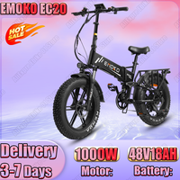 EMOKO EC20 Electric Bicycle Folding 1000W Motor 48V18AH Battery E-bike Hydraulic Brake Adult 20*4.0-inch Snow Tire Electric Bike