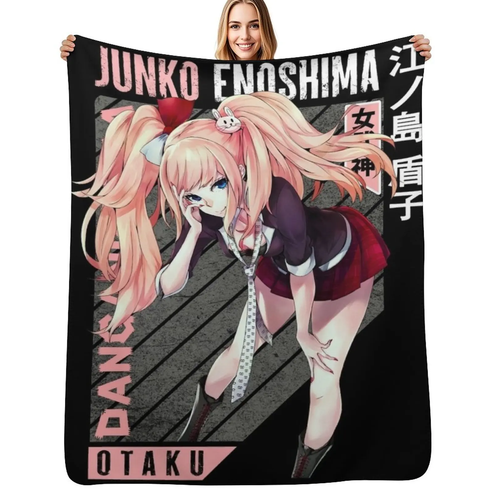 Junko Enoshima Throw Blanket Cozy Sofa Blanket for TV Watching Napping