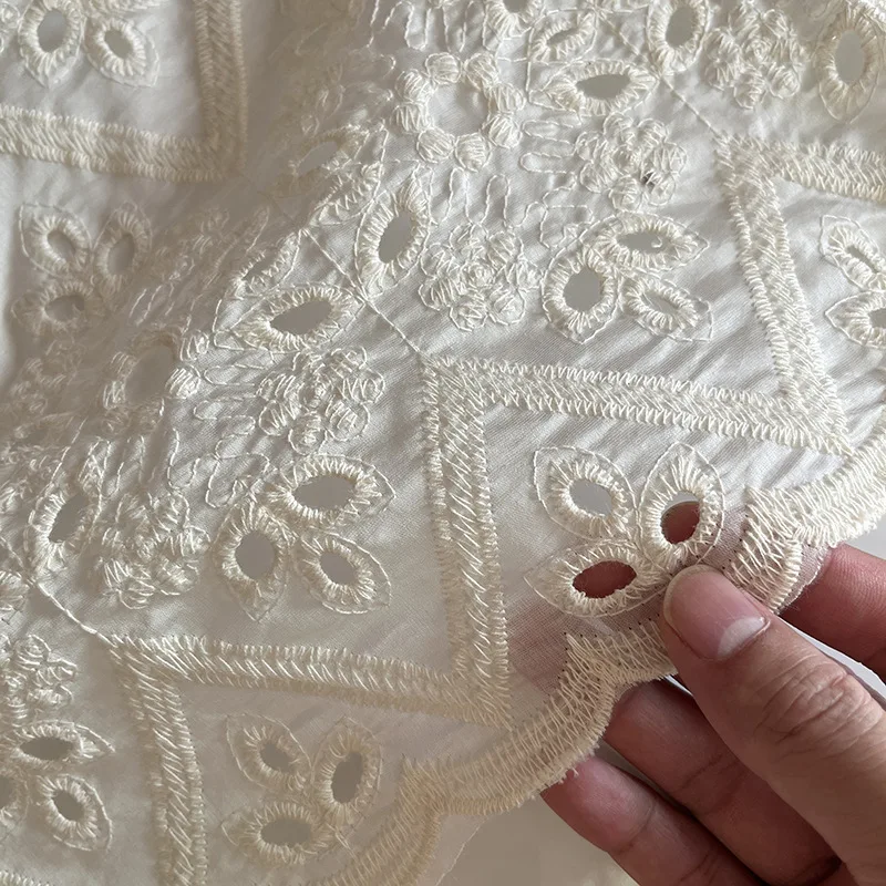 

Embroidered Hollow Out Lace Fabric for Dress Wedding Gown Curtains Diy Sewing Cloth