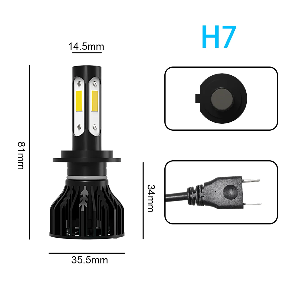 Car Headlight Bulbs 12000LM 4-Side LED Bulb 6000K White For RAM ProMaster 1500 2500 3500 2014 2015 2016 2017 2018 2019 2020 2021