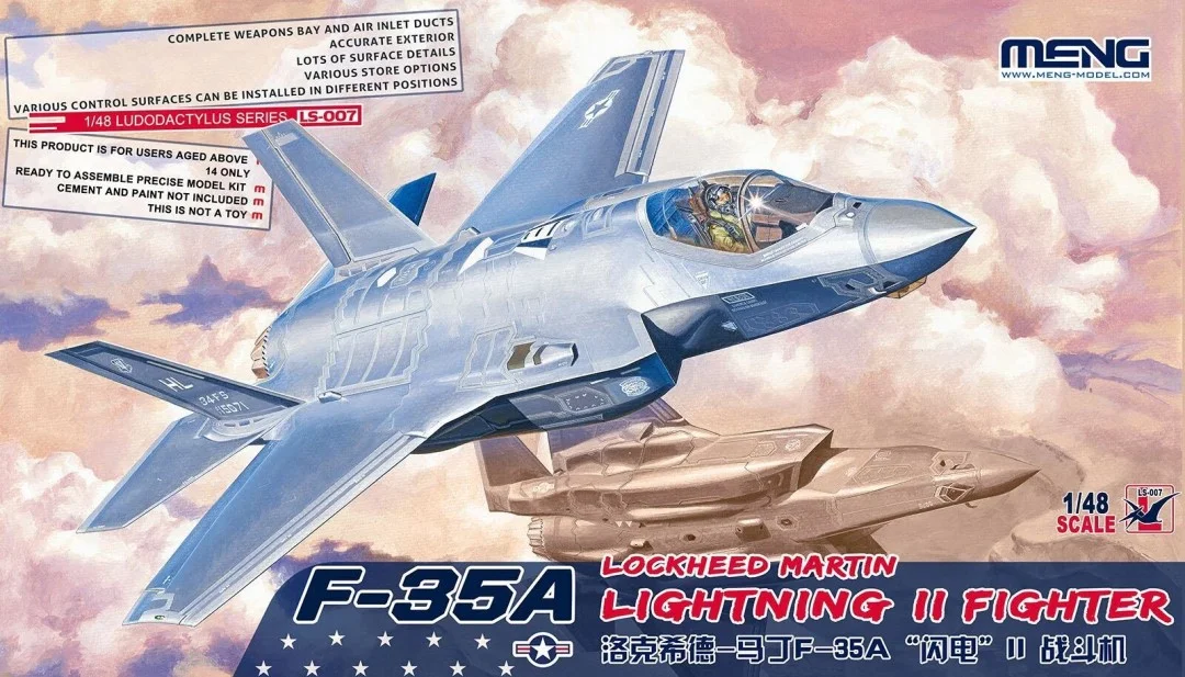 

MENG LS-007 Lockheed Martin F-35A Lightning II Fighter 1/48 Military Assembled Scale Model Kit DIY Toy, Collection Birthday Gift