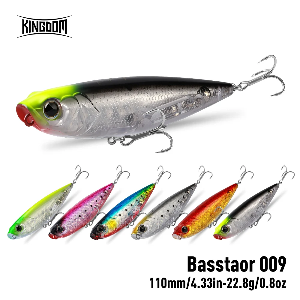 KINGDOM Topwater Fishing Lure 110mm 22.8g Walk The Dog Floating Pencil Atificial Long Cast Hard Baits For Pike Bass Fishing Lure