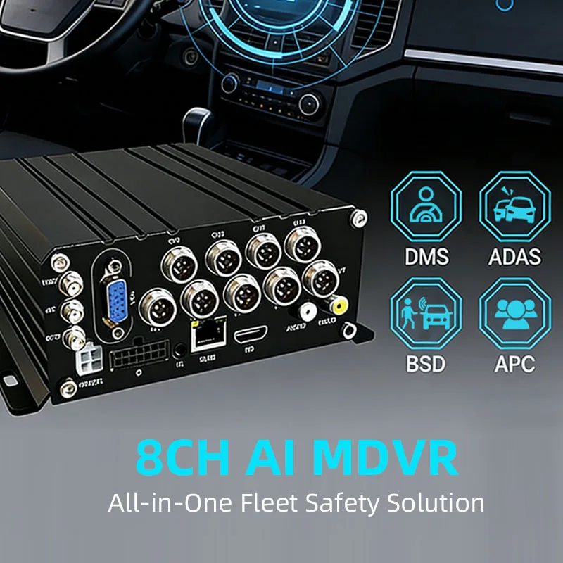 8CH 1080P AI MDVR 4G GPS WIFI Vehicle DVR with ADAS DMS BSD APC-H.265 4TB Storage Night Vision for Bus/Truck Fleet