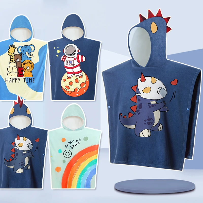 

Детское пончо, впитывающее детское банное халат, носимые полотенца с капюшоном, детский халат для ванной комнаты, полотенце для душа для мальчиков, пляжная накидка для девочек