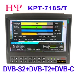 KPT-718ST DVB-S2 + DVB-C + DVB-T2 콤보 위성 TV 수신기, 스펙트럼 분석, 7 인치 TFT LCD 스크린, MP4 Hevc(H.265) AVS/