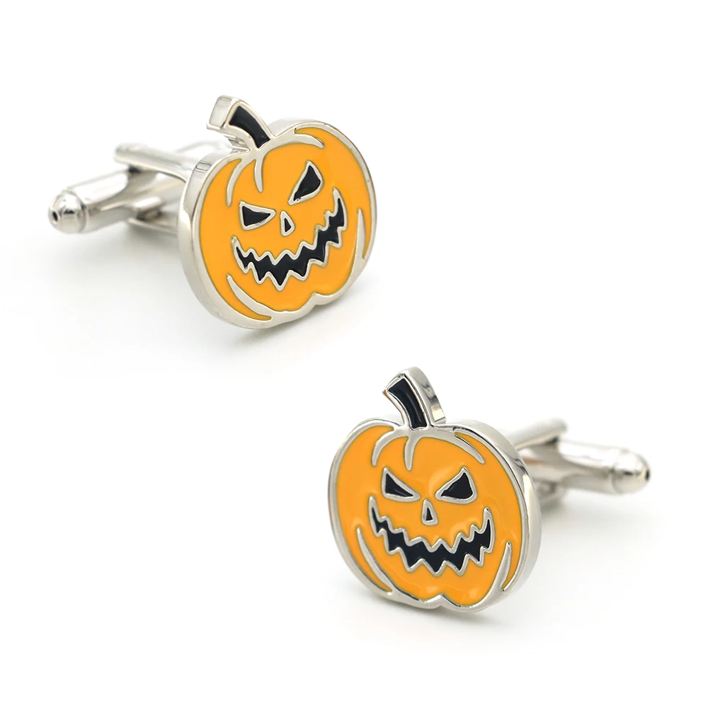 أزرار أكمام عصرية للرجال من iGame تصميم يقطين أصفر اللون جودة مادة نحاسية أزرار أكمام للهالوين بالجملة والتجزئة #1