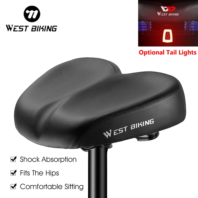 

WEST BIKING Indoor Bicycle Saddle No Nose Ergonomic Widen Thicken Electric Scooter Seat Shock Absorbing Bike Cycling Cushion