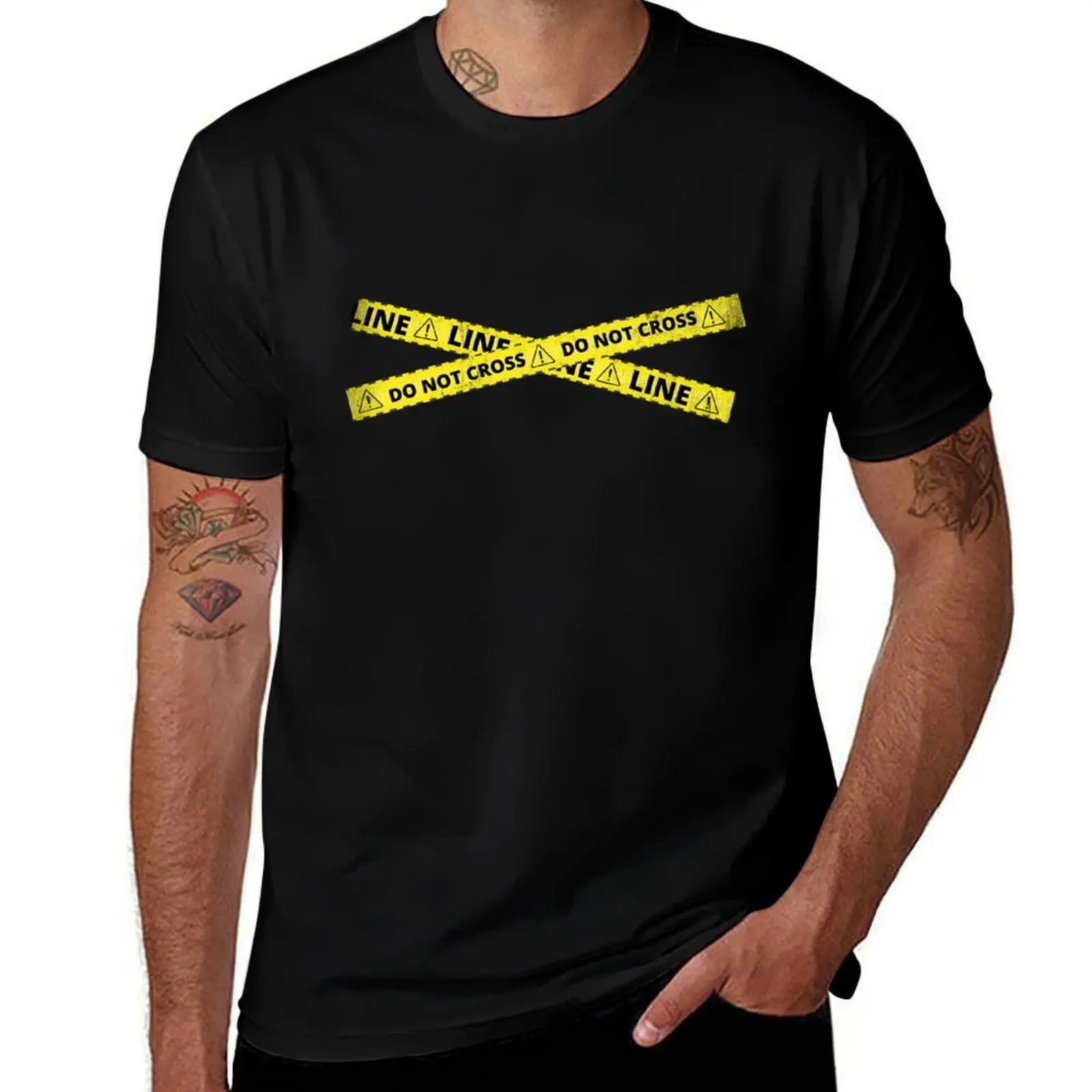 Line Do Not Cross - Funny Police Pandemic Line T-Shirt man t shirt graphic T-Shirt