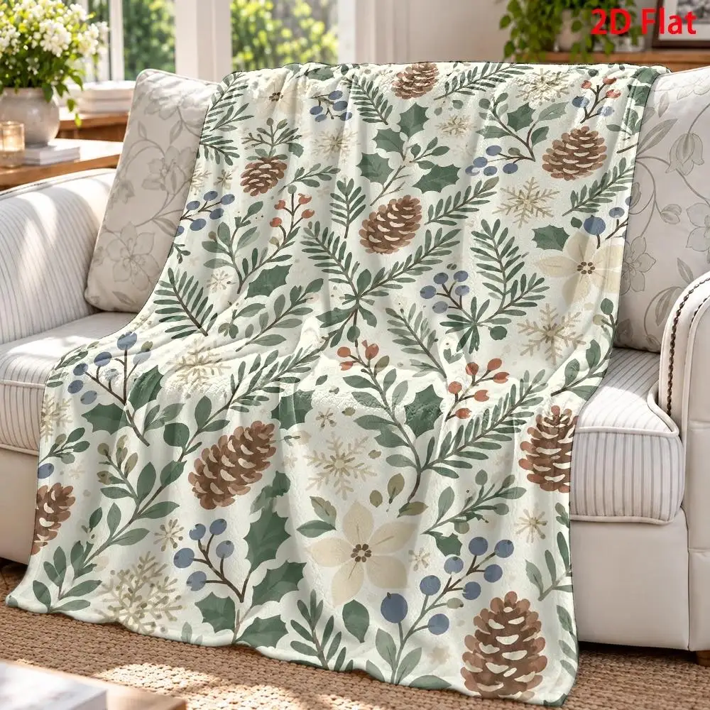 Christmas Holiday Throw Blanket Soft Flannel Santa Xmas Tree Snowman Print Warm Blanket for Bedroom Sofa Travel Christmas Decora