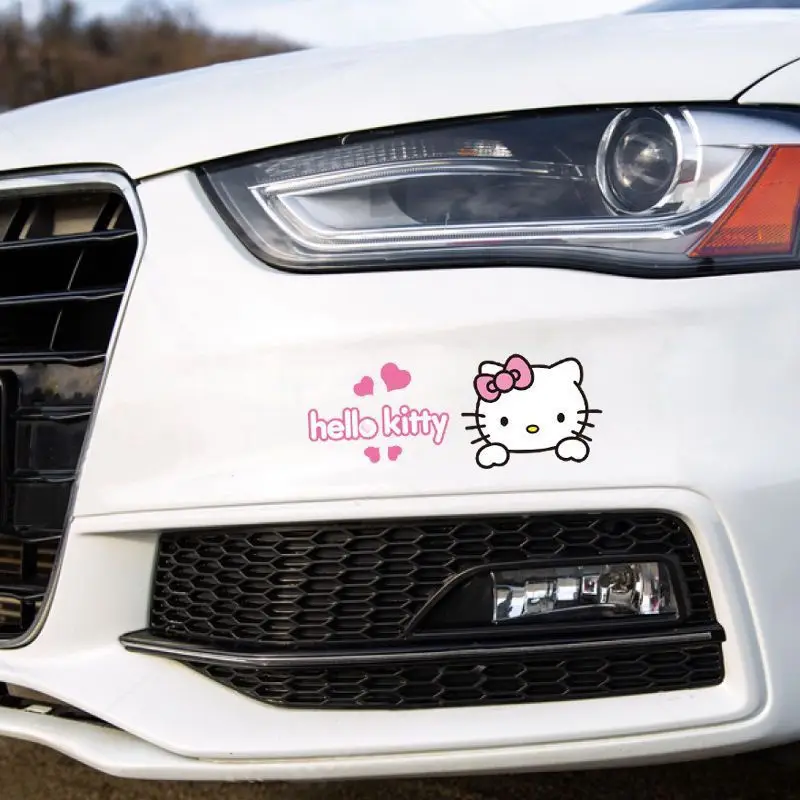 Kawaii Car Sticker Rearview Mirror Reversing Mirror Scratch Cover Sticker Cartoon Hello Kitty Car Sticker Accessories Gift