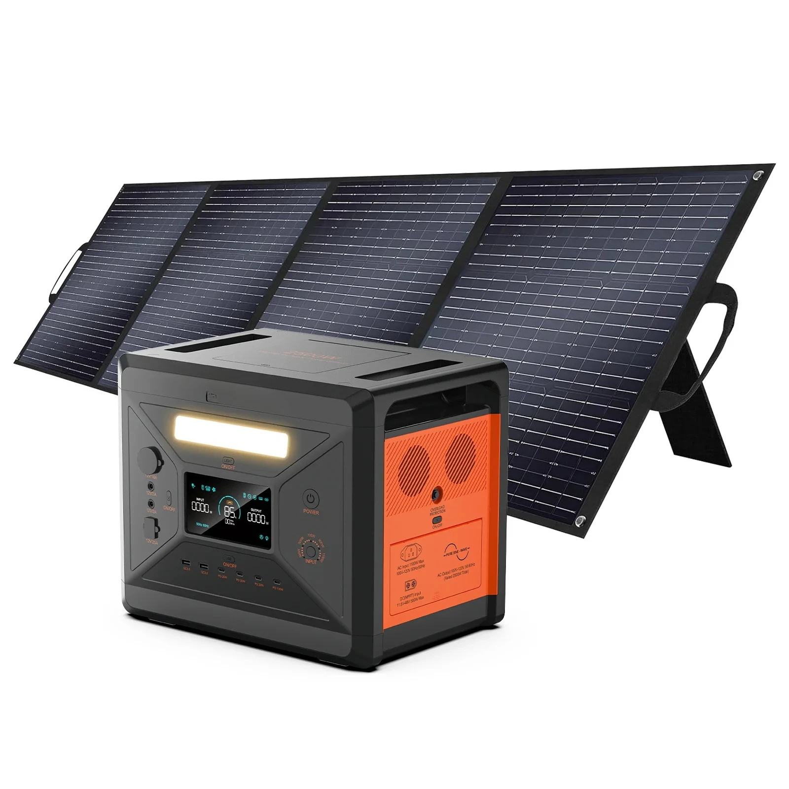 All-In-One 2500 Watt Portable Solar Generator for Car Travel Hiking
