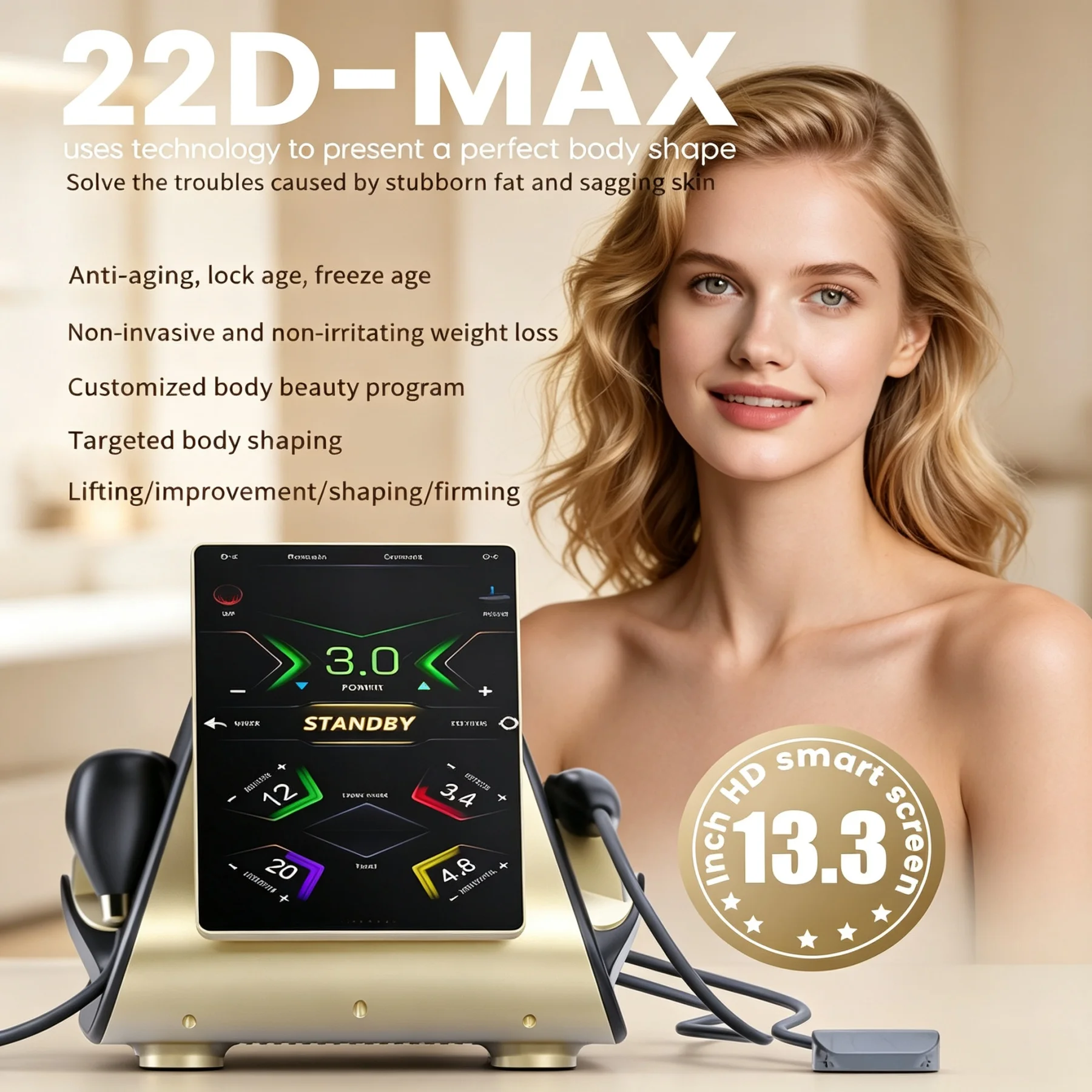 Professional 22d Max 2 in 1 Facial and Body Stretching Equipment Face Lift Advanced Treatment Salon Aesthetic Equipment