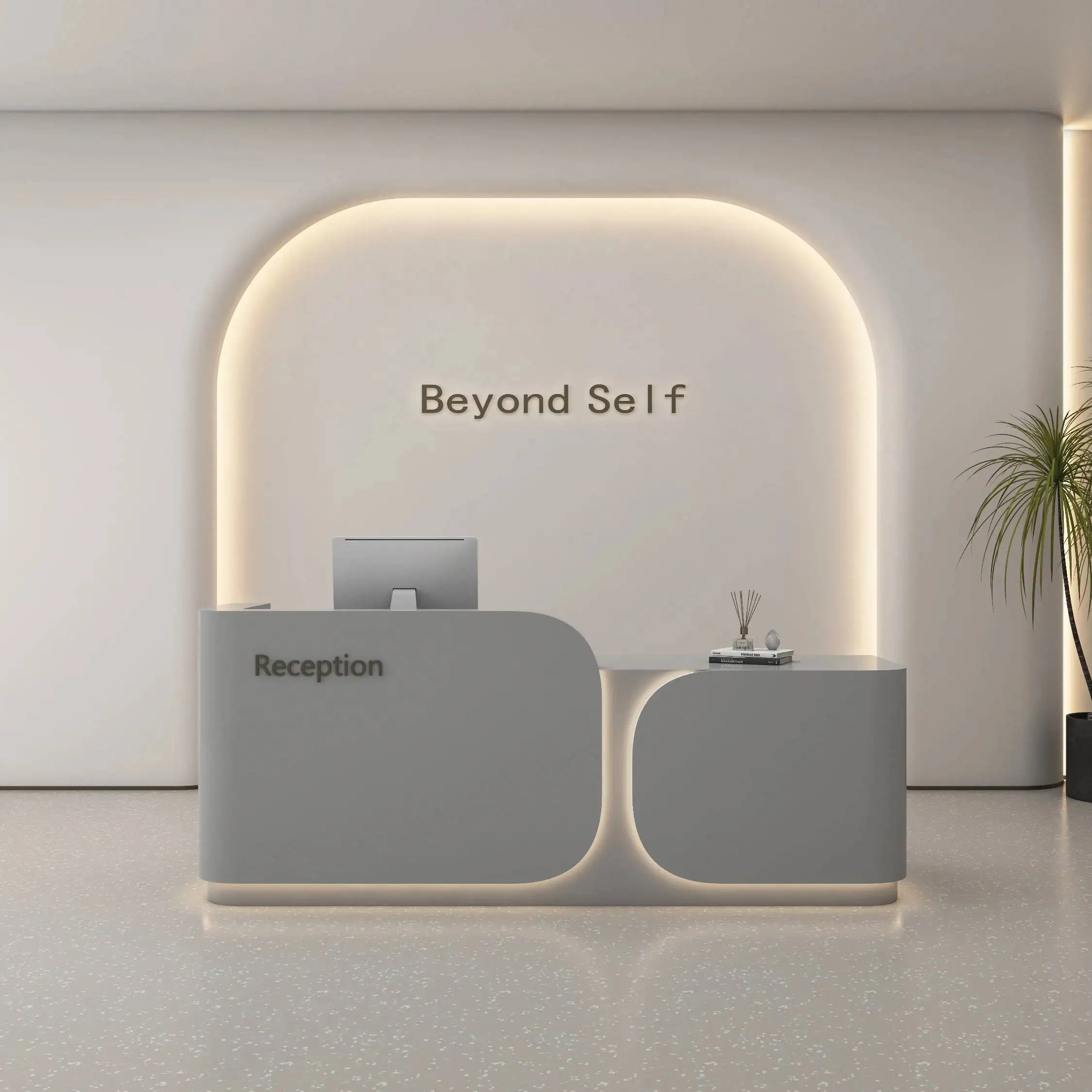 

Light White Elegant Desks Checkout Reception Luxury Design Minimal Industrial Reception Desks Counter Stands Bureau Furniture