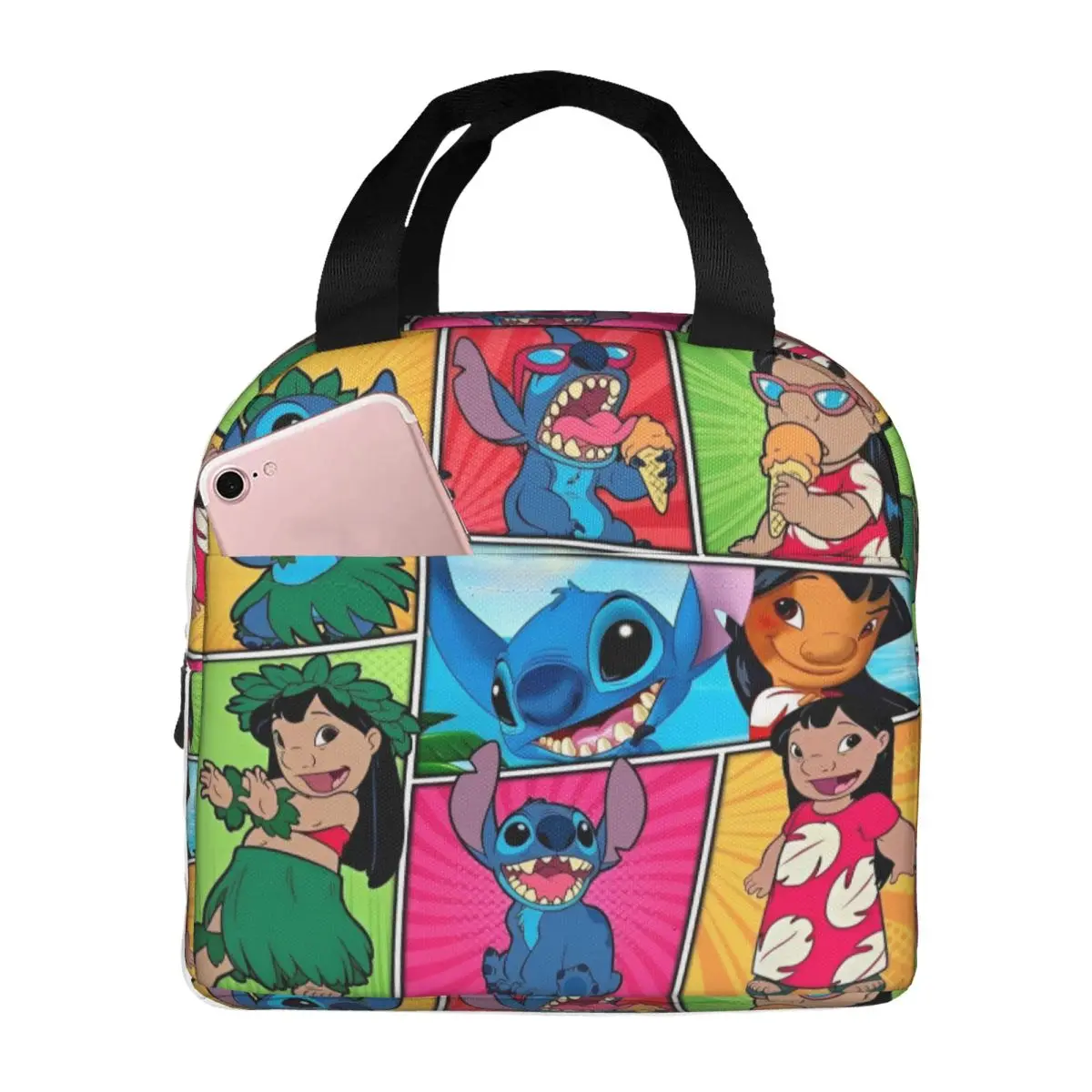 حقيبة غداء ليلو آند ستيتش للنساء، صندوق غداء، حقيبة تبريد للعمل الممتع، حقائب طعام أكسفورد معزولة محمولة