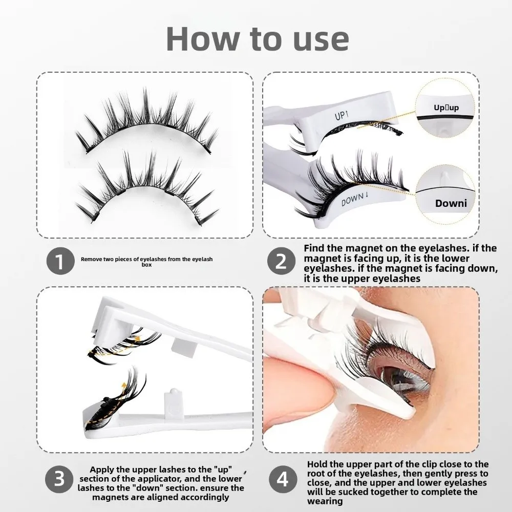 جديد لا حاجة للغراء رموش مغناطيسية مظهر طبيعي رموش اصطناعية قابلة لإعادة الاستخدام مع قضيب رقيق رموش مغناطيسية أدوات ماكياج العين