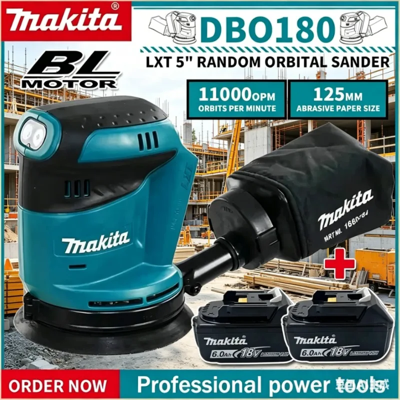 

Бесщеточная аккумуляторная эксцентриковая шлифовальная машина Makita DBO180Z для обработки дерева, шлифовки и полировки, электроинструмент