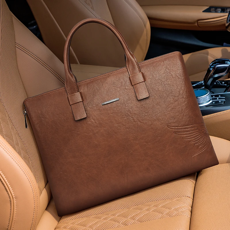 Fashionable cowhide briefcase multifunctional laptop bag casual personalized tote bag
