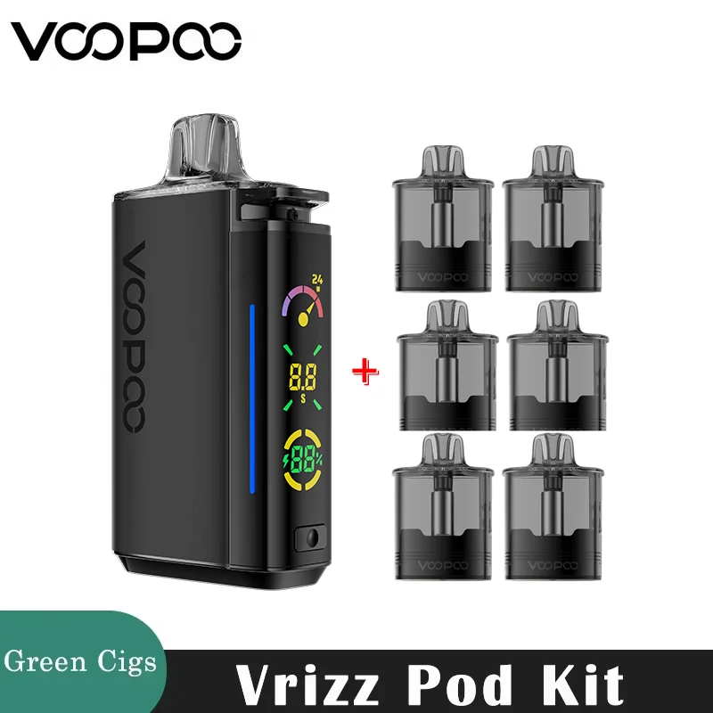 الأصلي VOOPOO Vrizz Pod Kit 24W Vape 15ml خرطوشة مع 6 قطع 0.4ohm/0.7ohm 800mAh بطارية E السجائر المرذاذ