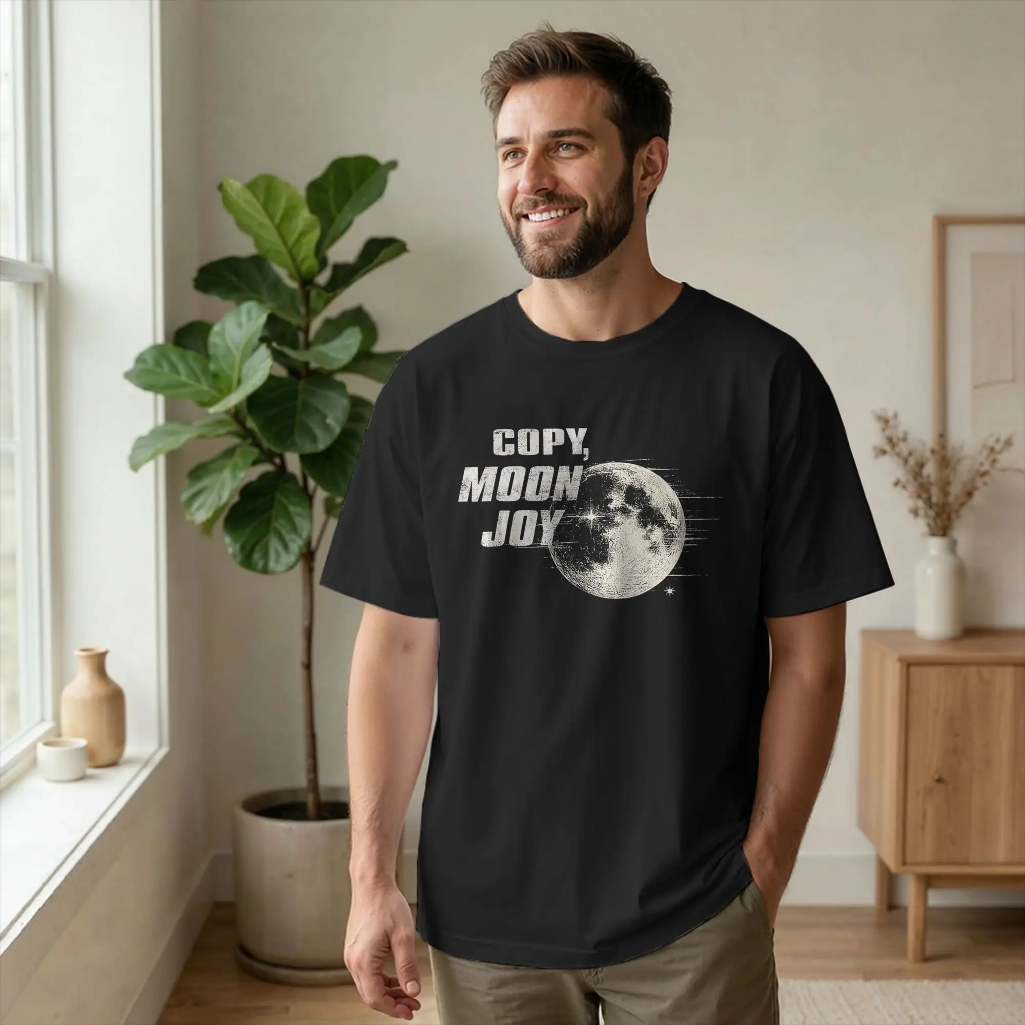 Men's Artemis II Copy Moon Joy T Shirts Funny Lunar Quote Space Cotton merchandise Novelty Round Neck Tee Shirt Printing T-Shirt