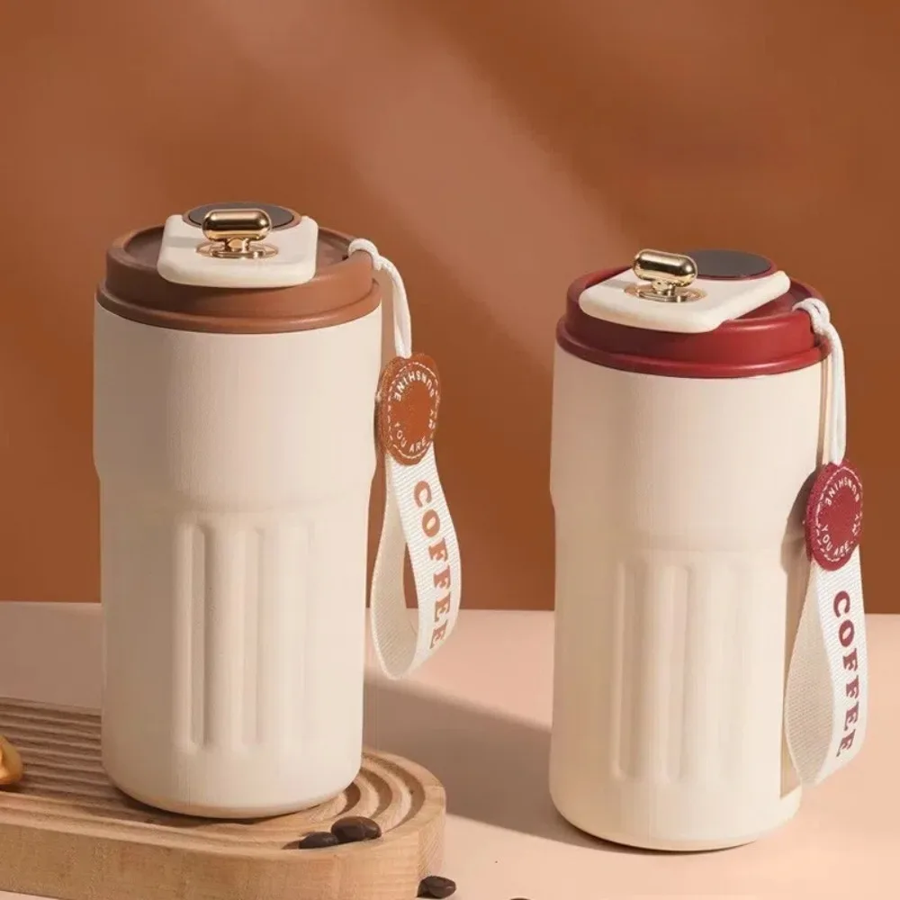 Thermo-Kaffeetasse aus Edelstahl, Digitalanzeige, 450 ml, mit Wasserbecher, zarter doppelschichtiger Isolierbecher für Studenten