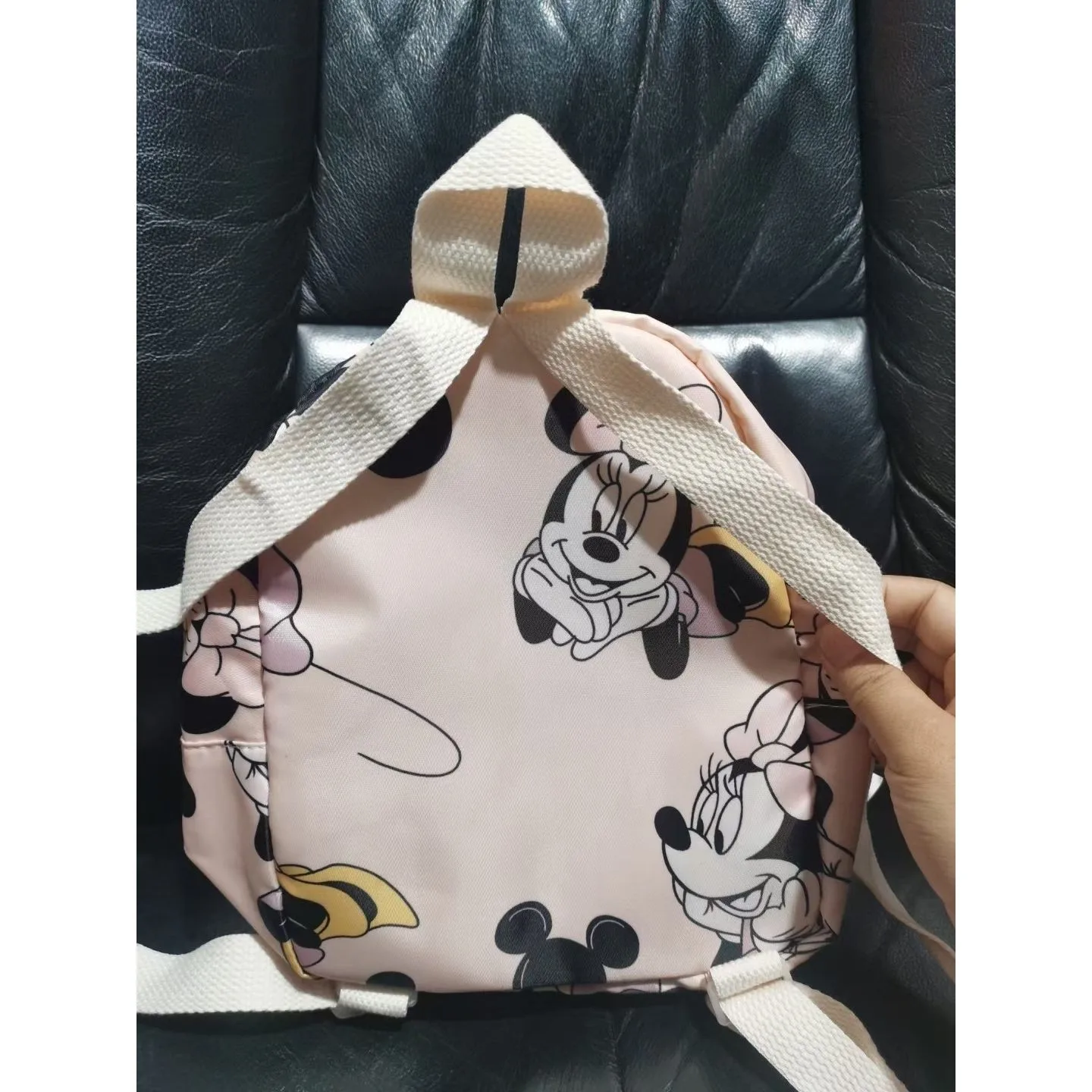 Bolso de dos hombros de Minnie rosa para niñas, mochila de nailon con estampado completo, impermeable, a la moda