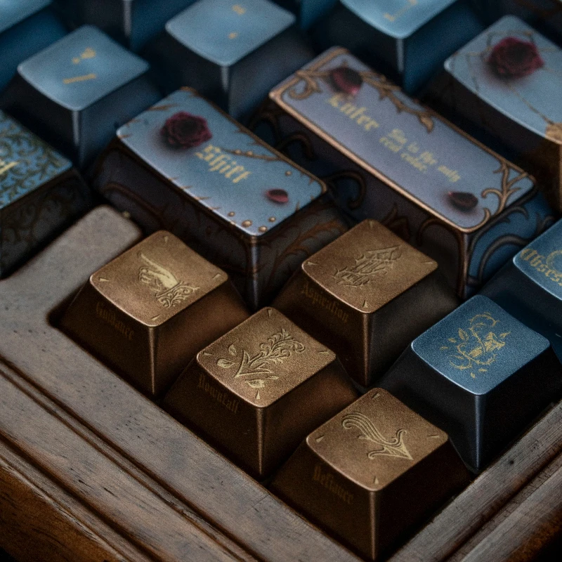 Gorgeous and Sad Keycaps Custom Sublimation PBT Cherry Profile Retro Beautiful Flowers Key Cap Cute Cartoon Anime Point Keycap