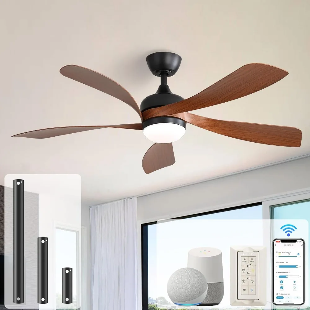 

52" Smart Ceiling Fan, Indoor/Outdoor Ceiling Fans with Lights and Remote, Work for Bedroom Living Room Patio,Ceilings Fan