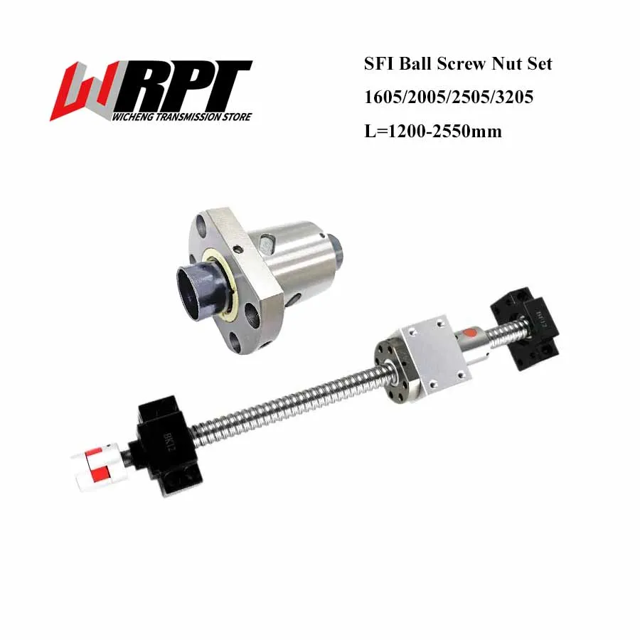 

Ballscrew Set SFI1605 SF2005 SF2505 SF3205 1200-2550mm With Ballnut+BK/BF+Coupling+Nut Housing For CNC Machines Transmissio Part