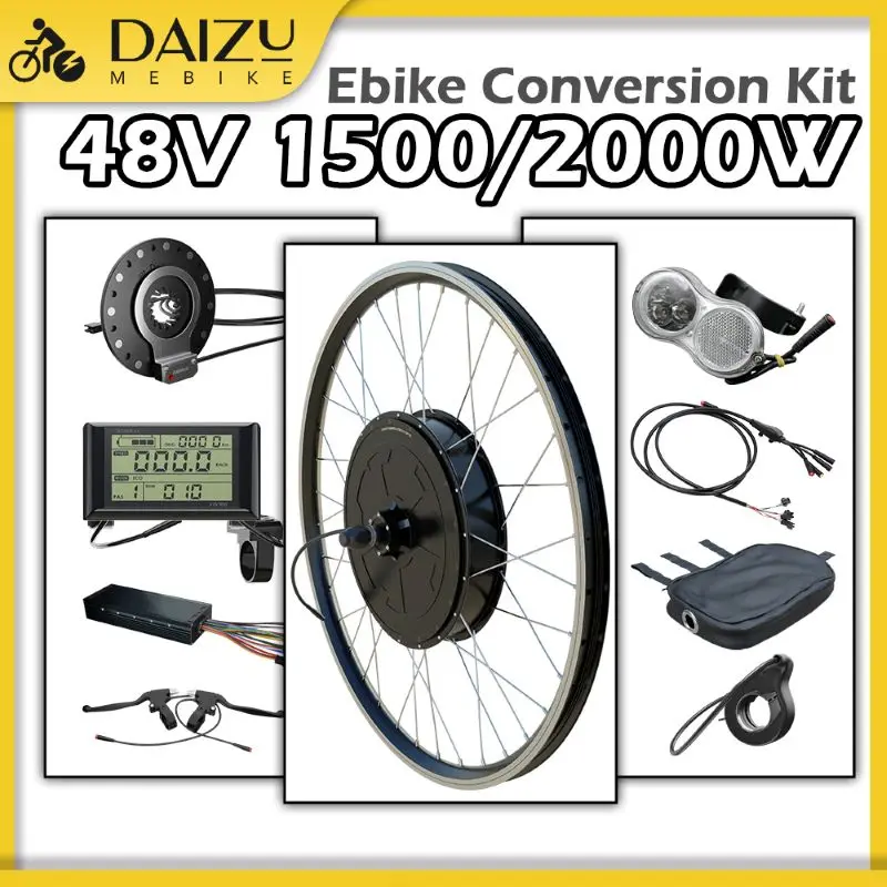 No Battery E Bike Brushless Non-gear Hub Motor Wheel Kit 48V 1500W 2000W E-bike Conversion Kit 26”27.5”28”29”700C Wheel