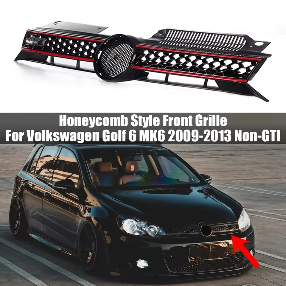 

For Volkswagen Golf 6 MK6 GTI 2009-2013 GTI Style Car Front Bumper Centre Grille Honeycomb Mesh Upper Grille Front Racing Grills