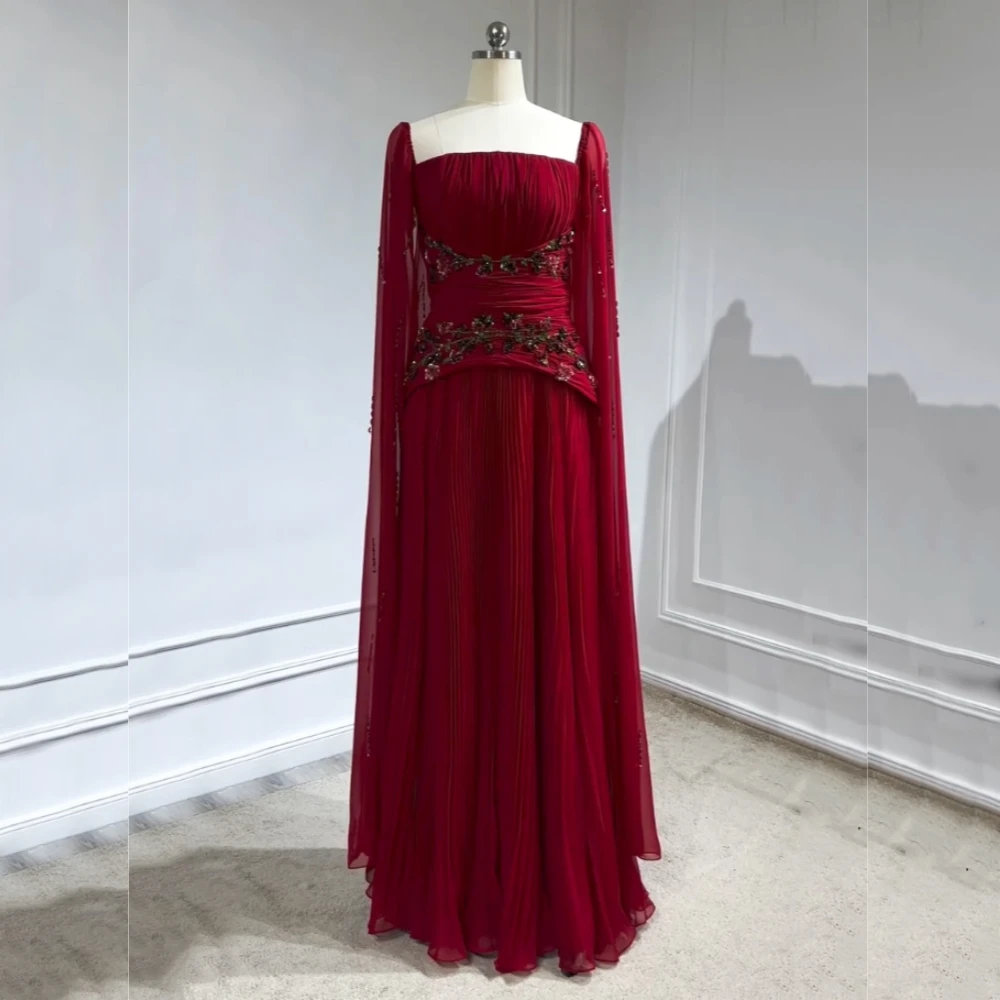 

Customized Formal Evening Dress Chiffon Pleat Glitter Applique A-line Long Dresses Bespoke Occasion Prom Elegant Party Wedding