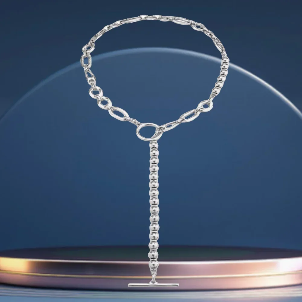 Letni Nowy Oryginalny Design Ins Styl Srebrny Koralik Łańcuszek Łączony Naszyjnik Damskie Akcesoria Prezent dla Przyjaciół Wesołych Świąt