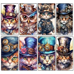 New Full Square Round Diamond Painting Steampunk Fox Cat Owl 5d diy Diamond Mosaic Embrmodiery Cartoon Animal For Wall Decor