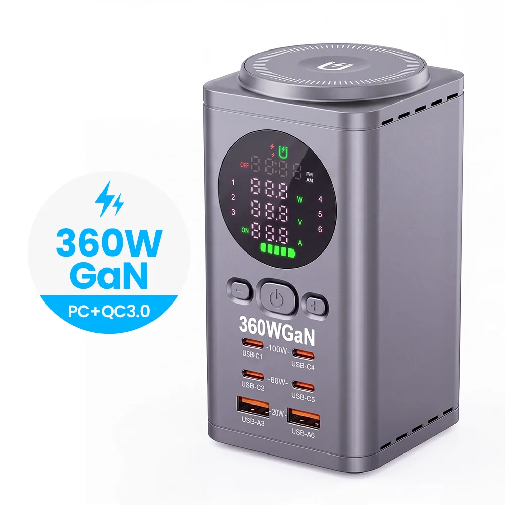 chargeur-de-bureau-gan-360w-a-7-ports-avec-affichage-intelligent-station-de-charge-magnetique-sans-fil-usb-c-pd-100w-qc-pour-ordinateurs-portables-telephones-mobiles-et-tablettes