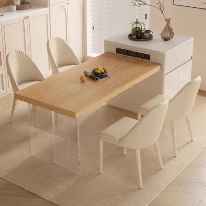 

Акриловый обеденный стол в скандинавском стиле, современные деревянные стулья, обеденный стол на балконе, ресторан, сад, офис, Mesas De Comedor, кухонная мебель