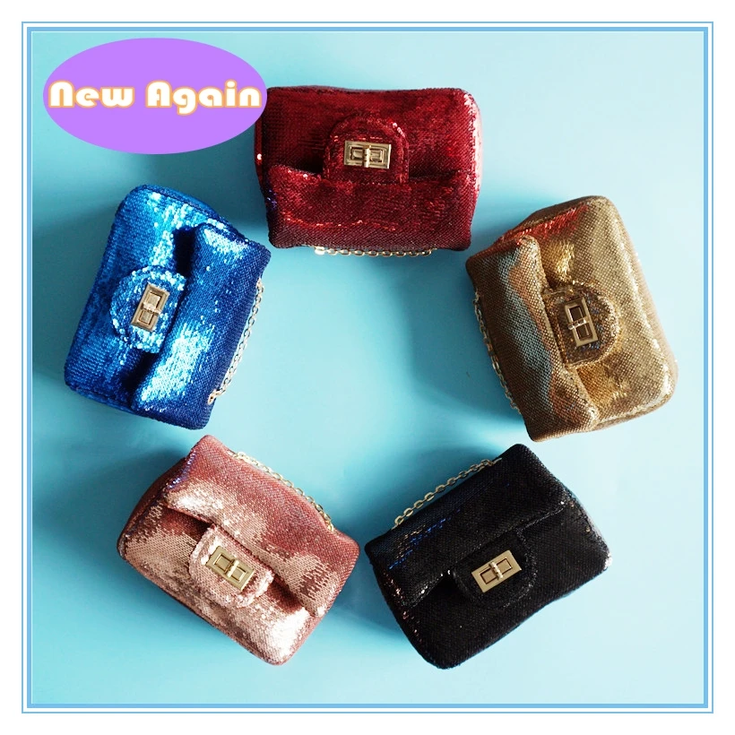 

Kids shiny bags Girls Sequin Purse Childrens small shoulder Bag Teenagers trend messenger bag Child Mini wallets NAB013