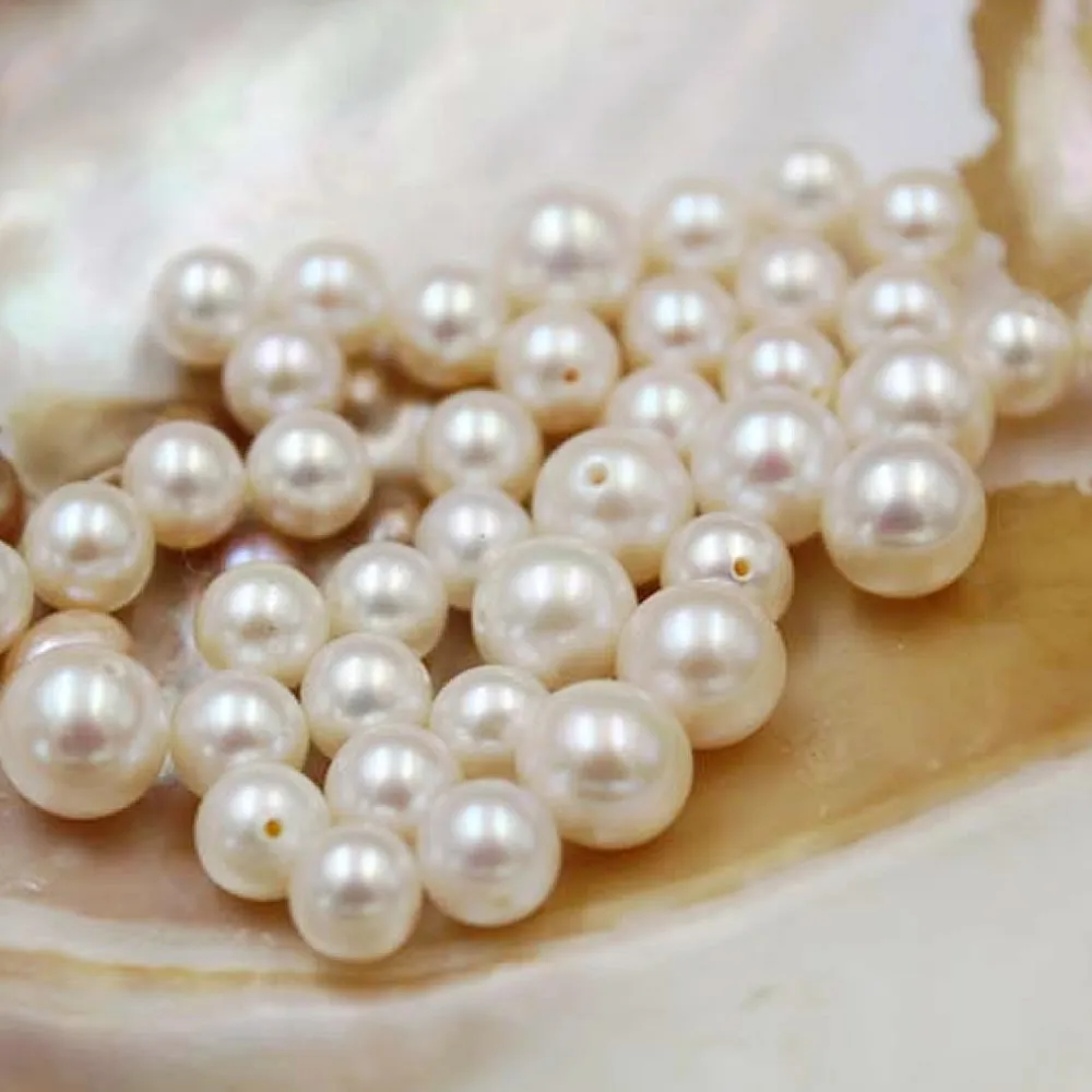 Natural Freshwater Pearl Beads Quality Near Round Half Hole  Jewelry Making DIY Bracelet Necklace Earrings Pendant Charms