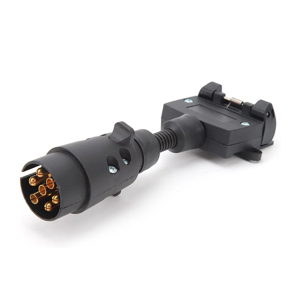 

7 Pin Round to 7 Pin Flat Trailer Adapter Plug Cable 18cm Caravan Boat RV Towing Connector